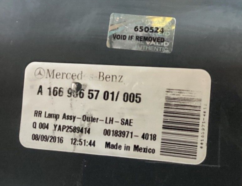 2016 2019 Mercedes Benz GLE Driver Tail Light COMPLETE✅ORIGINAL A1669065701